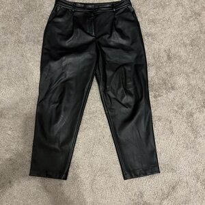 LOFT Black Faux Leather Trousers